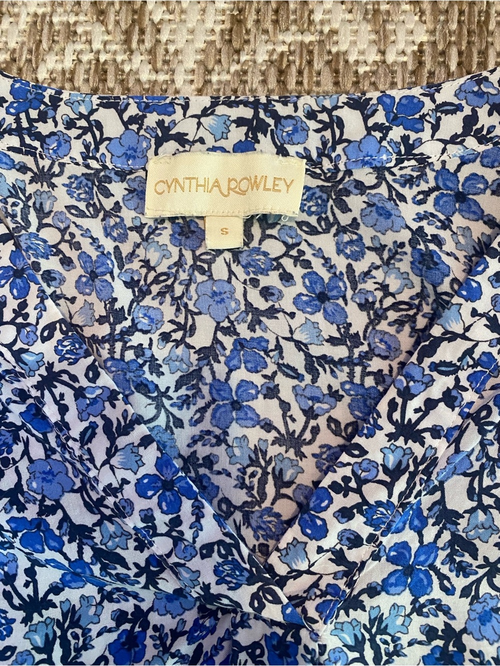 Cynthia Rowley Blouse Blue Floral S